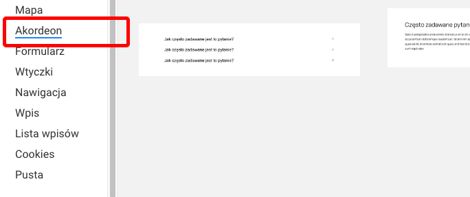 sekcja akordeon na stronie internetowej